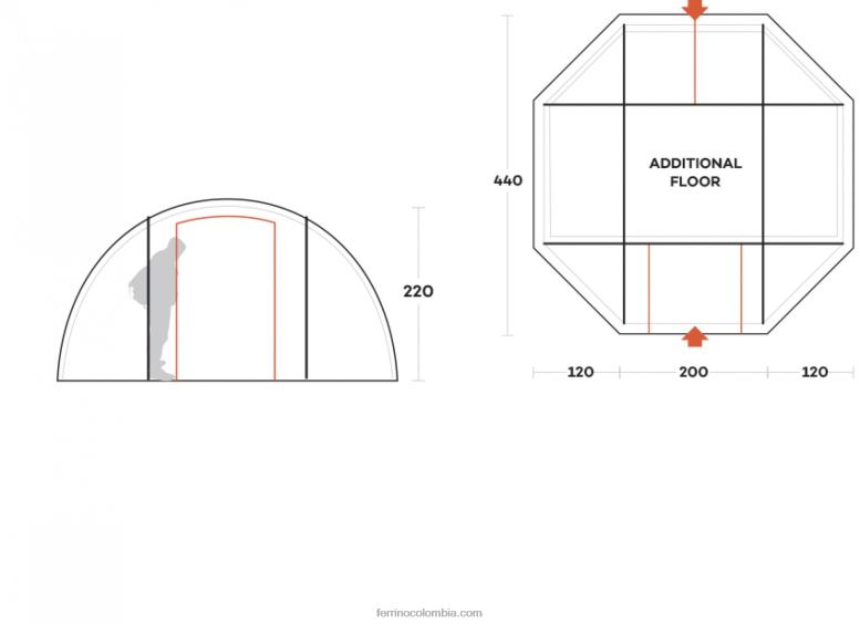 carpa campo base primeros auxilios con carpa interior N2T8B447unisexo Ferrino