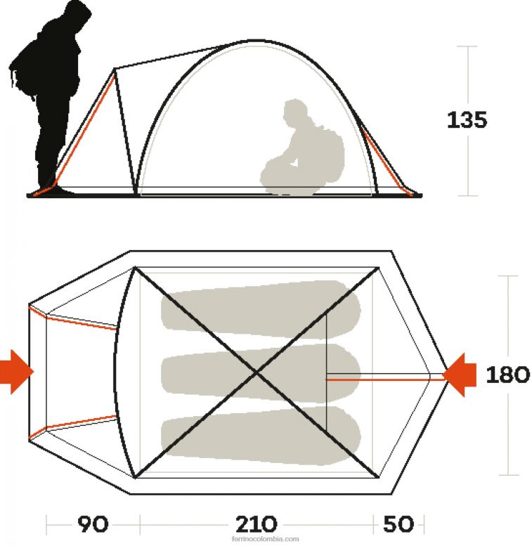 carpa skyline 3 aluminio N2T8B488unisexo Ferrino