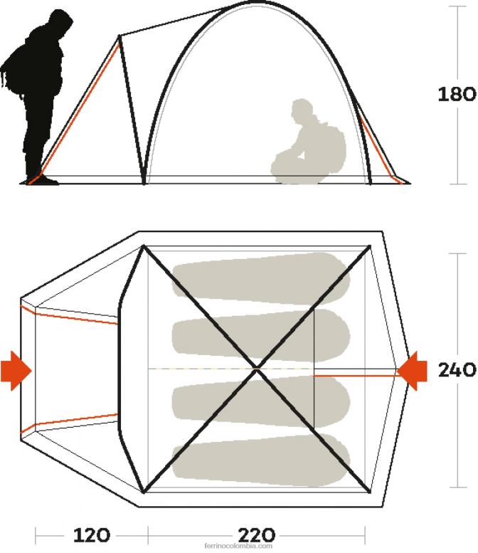 carpa tenere 4 N2T8B487unisexo Ferrino