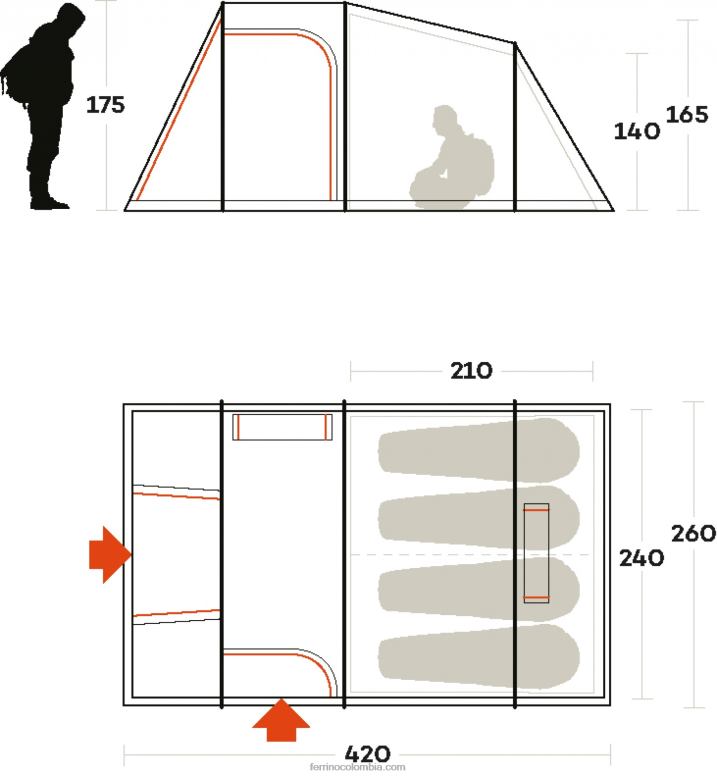 meteora 4 carpa N2T8B496unisexo Ferrino