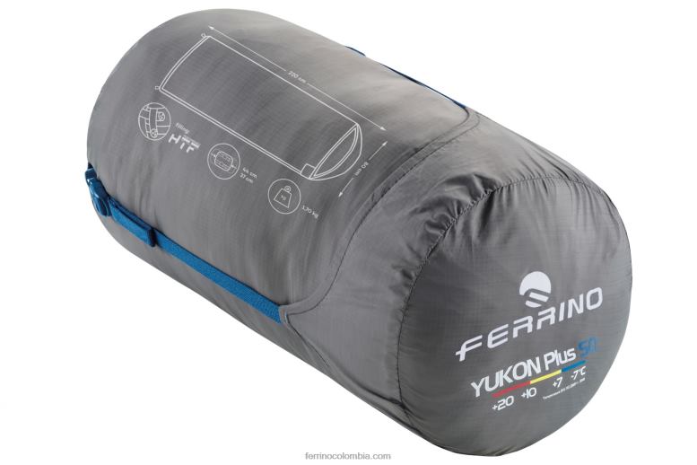 saco de dormir yukon plus sq zip derecho azul N2T8B395 cremallera derecha azul unisexo Ferrino