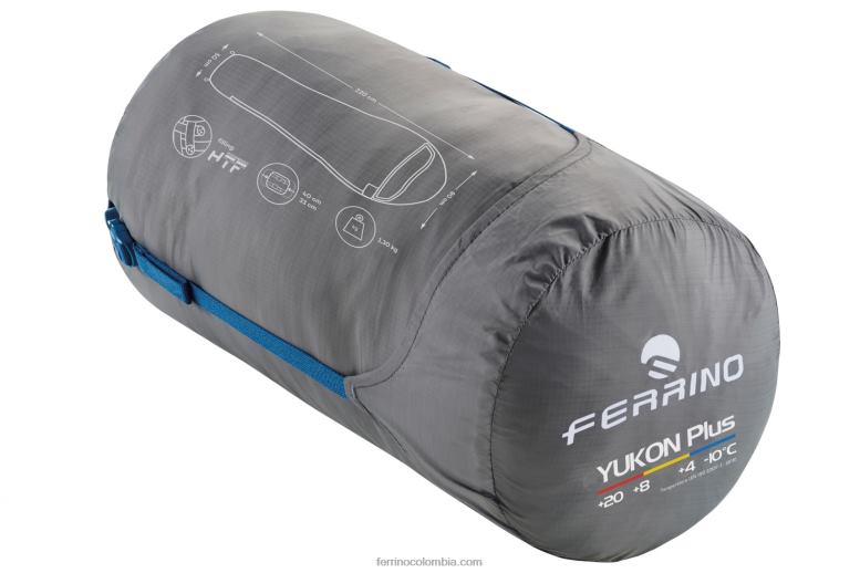 saco de dormir yukon plus zip derecho azul N2T8B393 cremallera derecha azul unisexo Ferrino